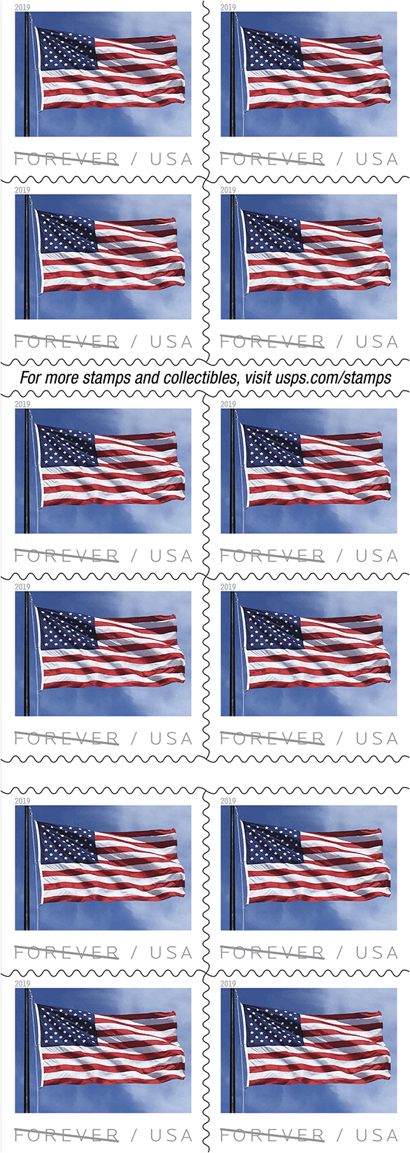 2019 U.S. Flag Stamps books - Forever Stamps