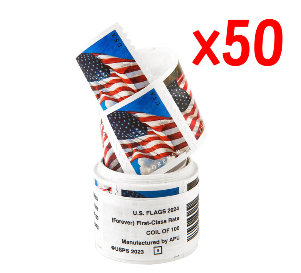 2024 U.S. Flags Stamps 50 rolls - Forever Stamps