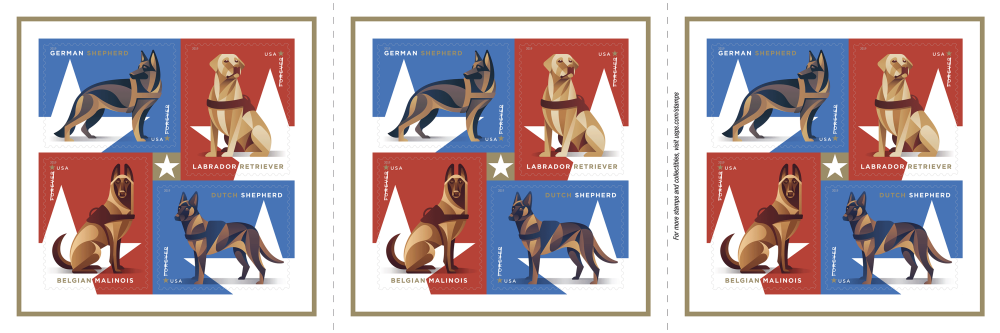 2019 Military Working Dogs Stamps 100 PCS - Forever Stamps